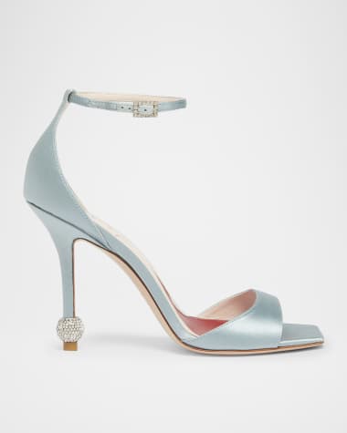 Roger Vivier Marlene Strass-Heel Satin Ankle-Strap Sandals