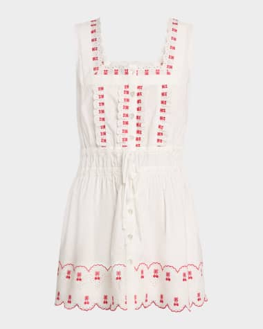 Damson Madder Amaya Embroidered Cherry Mini Dress