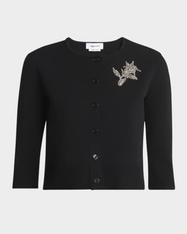 McQueen Floral Crystal Knit Cardigan