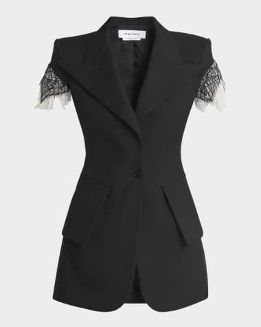 McQueen Lace-Trim Single-Breasted Blazer Vest