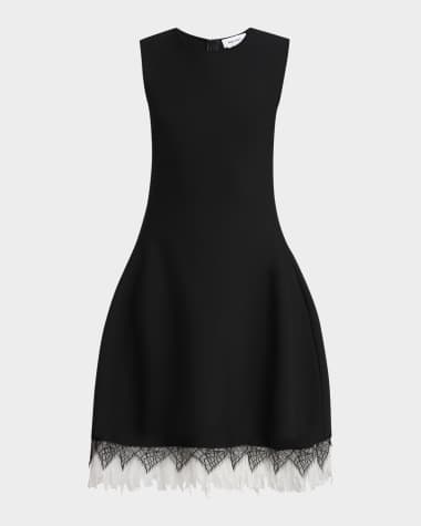 McQueen Lace-Hem Volume Sleeveless Dress
