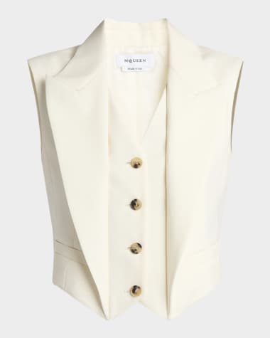 McQueen Upturned Lapel Crop Vest