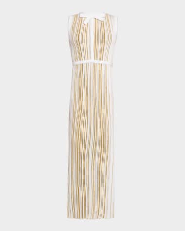 Giambattista Valli Metallic Rib Knit Sleeveless Ankle Dress