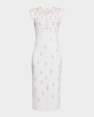 Giambattista Valli Embroidered Knit Sleeveless Midi Dress