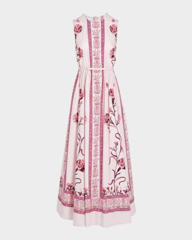 Giambattista Valli Border-Print Bow Sleeveless Maxi Dress