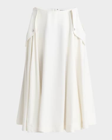 Bottega Veneta Pleated Fluid Viscose Twill Midi Skirt