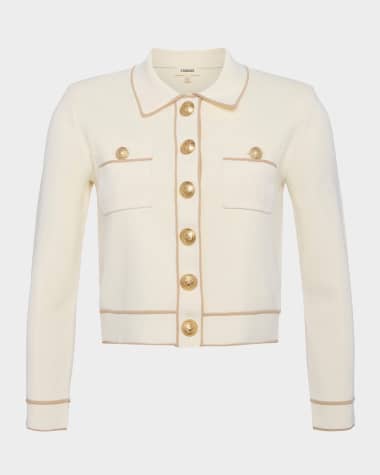 L'Agence Neo Contrast-Trim Cropped Cardigan