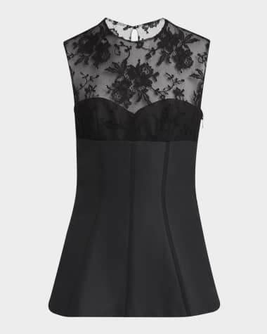 McQueen Lace-Detail Peplum Corset Top