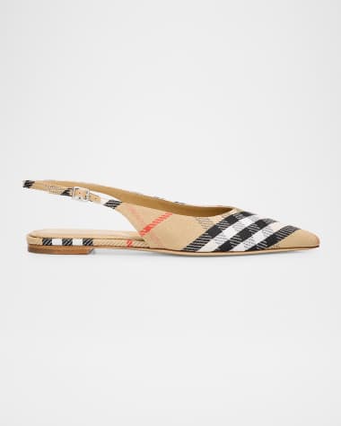 Burberry Birdie Check Slingback Ballerina Flats
