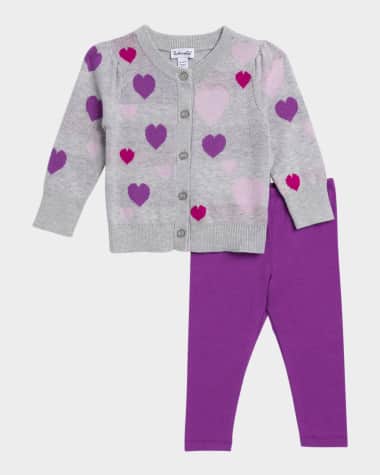 Splendid Girl's Tossed Heart Sweater & Leggings Set, Size 3M-24M