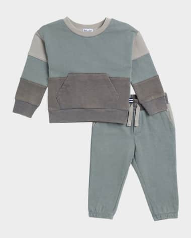 Splendid Boy's Washed Colorblock Sweatshirt & Joggers Set, Size 3M-24M