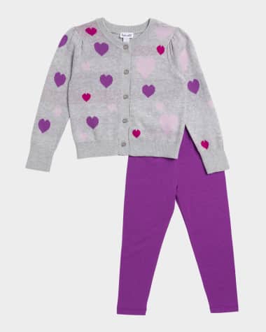 Splendid Girl's Tossed Heart Sweater & Leggings Set, Size 2-7