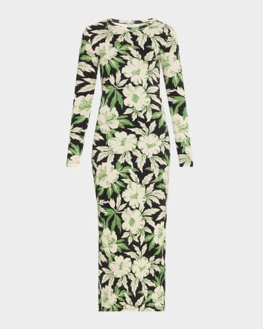 Loewe Floral Printed Mesh Tube Dress