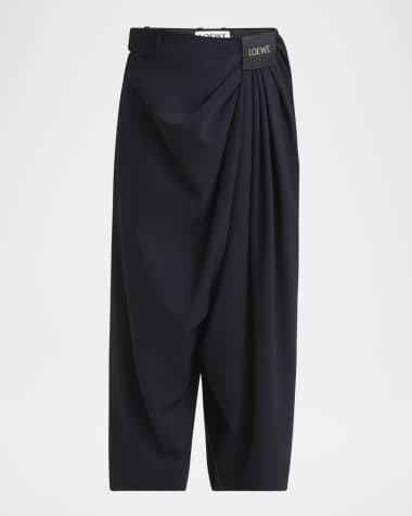Loewe Cropped Draped Wool Trousers