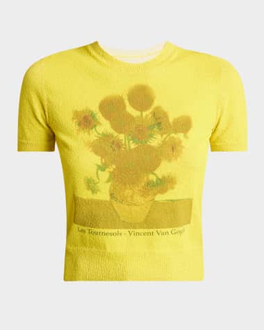 Loewe Printed Van Gogh Sunflower Short Sleeve Sweater
