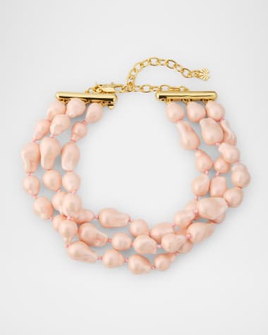 Lele Sadoughi Diana Triple-Row Faux Pearl Necklace