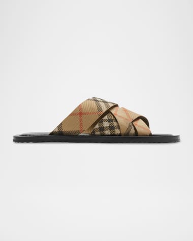 Burberry Men's Check Pavilion Slide Sandals