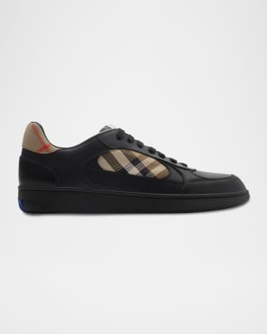 Burberry Men's Terrace Leather and Check Low-Top Sneakers