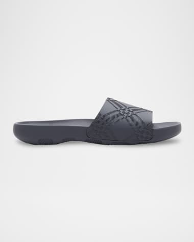 Burberry Men's Dive Embossed Check Slide Sandals