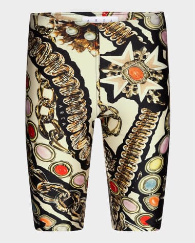 AREA Gemstone Chain-Print Biker Shorts