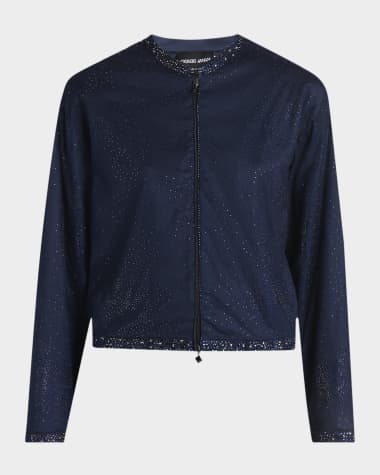 Giorgio Armani Embellished Tulle And Silk Bomber Jacket