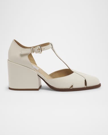 Gabriela Hearst Evita Leather T-Strap Pumps