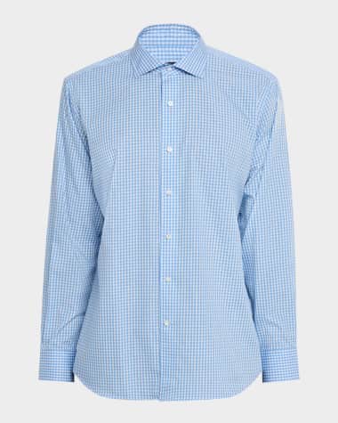 Peter Millar Men's Capri Cotton Mini-Plaid Sport Shirt