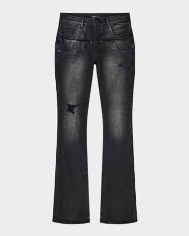 PURPLE Men's Coated Double-Waist Flare Jeans