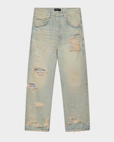 PURPLE Men's P018 Verditer Destroyed Jeans