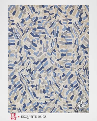 Exquisite Rugs x THE MET Botanica Hand-Tufted Navy/Ivory Rug, 12' x 15'
