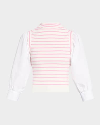 Derek Lam 10 Crosby Tirza Mixed-Media Top