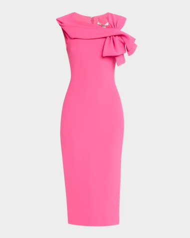 Badgley Mischka Bow-Front Midi Sheath Dress