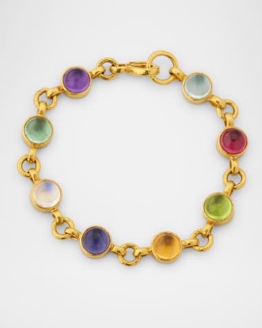Elizabeth Locke 19K Small Cabochon Gemstone and Circle Link Bracelet