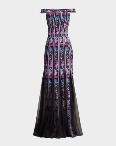 Tadashi Shoji Off-Shoulder Godet Gown