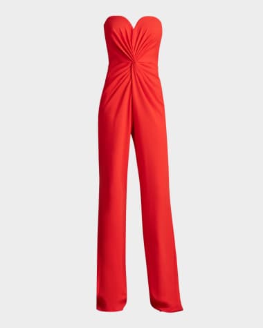 Tadashi Shoji Strapless Twist-Front Crepe Jumpsuit