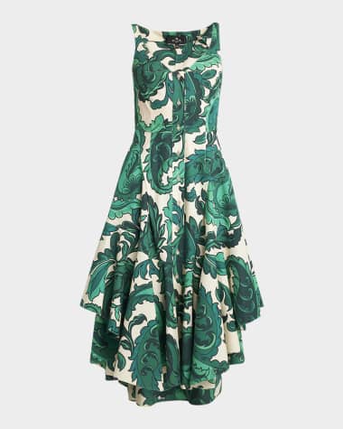 Etro Paisley Print Asymmetric Midi Dress