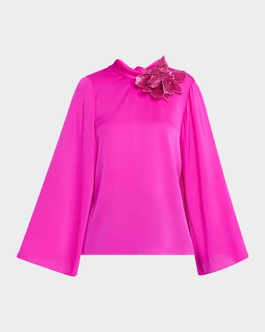Ungaro Sequin Floral Applique Blouse