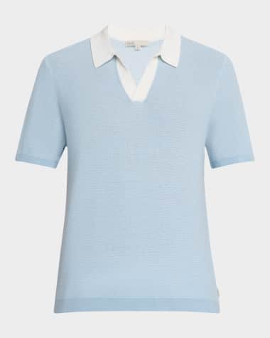 Onia Men's Cotton Textured Johnny-Collar Polo Shirt