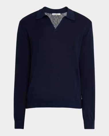 Onia Men's Linen Johnny-Collar Polo Sweater