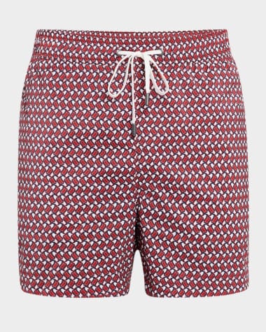 Onia Men's Charles Geometric Swim Trunks, 5" Inseam