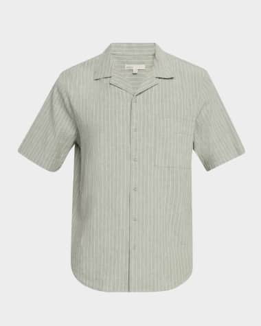 Onia Men's Stretch Yarn Dyed Pinstripe Camp Shirt