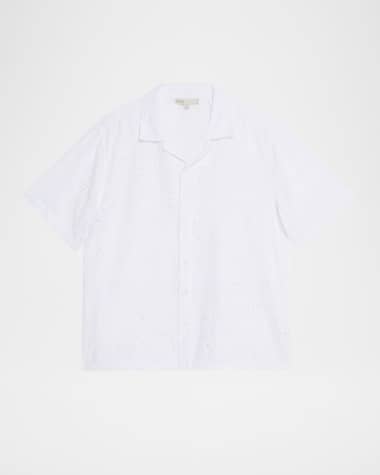 Onia Men's Cotton Embroidered Eyelet Camp Shirt