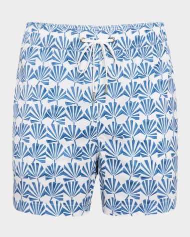Onia Men's Charles Palm-Print Swim Trunks, 5" Inseam