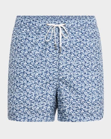 Onia Men's Charles Micro-Floral Swim Trunks, 4" Inseam