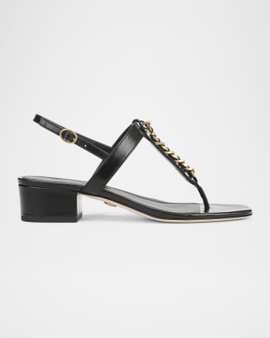 Veronica Beard Andie Leather Chain Slingback Sandals