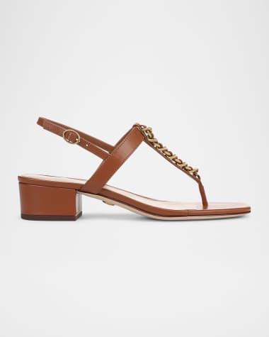 Veronica Beard Andie Leather Chain Slingback Sandals