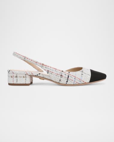 Veronica Beard Cecile Tweed Slingback Ballerina Pumps