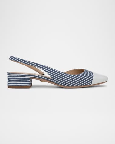 Veronica Beard Cecile Stripe Slingback Ballerina Pumps