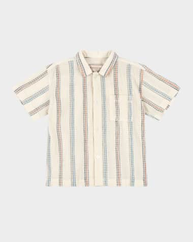 Konges Slojd Boy's Vincent Short-Sleeve Striped Organic Cotton Shirt, Size 9M-6