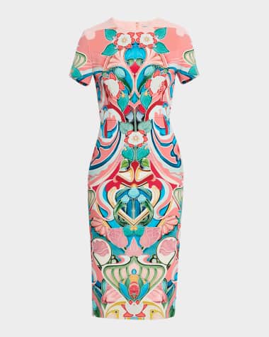Mary Katrantzou Naomi Short-Sleeve Sheath Dress